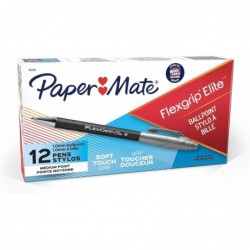 Paper Mate 85580 Flexgrip Elite Druckkugelschreiber, mittlere Spitze, schwarz, 12 Stück