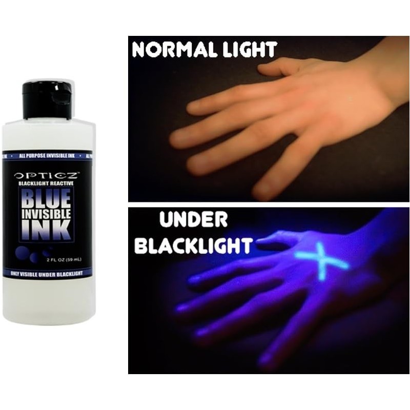 Opticz, unsichtbare, blaue UV-Schwarzlicht-reaktive Sicherheitstinte für alle Zwecke (2-Unzen-Flasche)