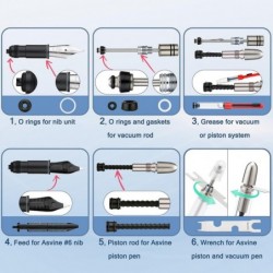 Asvine Zubehör für Vakuum- und Kolbenfüllfederhalter, Reparatursatz, O-Ringe, Dichtungen, Kolbenstange, Fett, Zuführung, Schraubenschlüssel