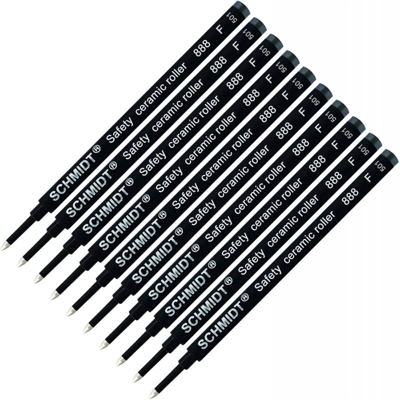 Schmidt 888 Sicherheits-Tintenrollermine aus Keramik, schwarze Tinte (feine Spitze 0,6 mm), 10er-Pack