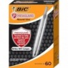 BIC Prevaguard Round Stic Pens, mittlere Spitze, 1,0 mm, schwarzer Schaft, schwarze Tinte, Packung mit 60 Stiften