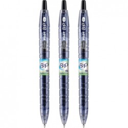 Pilot Bottle-2-Pen (B2P) Einziehbarer Premium-Gel-Rollerstift aus recycelten Flaschen (3 Stück), feine Spitze, schwarze G2-Gel-Tinte, nachfüllbar, bequemer Griff (31607)