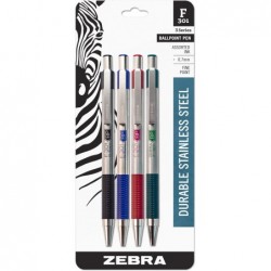 Zebra Pen F-301 Druckkugelschreiber, Edelstahlschaft, feine Spitze, 0,7 mm, verschiedene Tinten, 4er-Pack & M-301 Druckbleistift, Edelstahlschaft, feine Spitze, 0,5 mm, schwarzer Griff, 2er-Pack