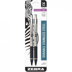 Zebra Pen F-301 Druckkugelschreiber, Edelstahlschaft, feine Spitze, 0,7 mm, verschiedene Tinten, 4er-Pack & M-301 Druckbleistift, Edelstahlschaft, feine Spitze, 0,5 mm, schwarzer Griff, 2er-Pack