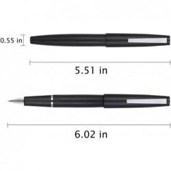 Jinhao 80 schwarzer gebürsteter Füllfederhalter, Iridium-Feder mit extra feiner Tinte und Tintenkonverter, klassisches Design, glatter Schreibstift (schwarzer Clip)