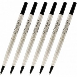 Parker Quink Ink Tintenrollerminen, mittlere Spitze, schwarze Tinte, 6er-Pack