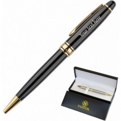 Personalisierte Stifte mit Namen (HERGESTELLT IN DEN USA), Edelstahlstift, goldener Stift, schwarze und goldene Stifte, personalisierte gravierte Stifte, Luxusstifte für Männer und Frauen, Kugelschreiber (Schwarz und Gold)