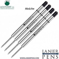 Lanier Kombipack – 4er-Pack – Monteverde® Capless Ceramic Gel™ P42-Tintenmine, kompatibel mit den meisten Kugelschreibern im Parker®-Stil – Schwarz (feine Spitze 0,6 mm)