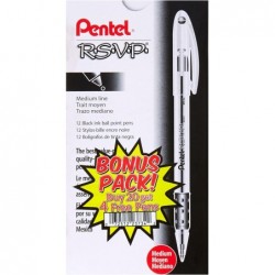 Pentel Kugelschreiber, mittlere Spitze, 24/PK, schwarze Tinte/transparenter Schaft (PENBK91ASWUS)