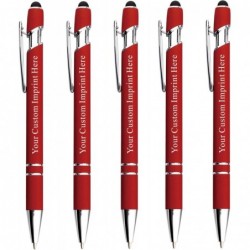 Personalisierte Stifte mit Stift – individuell bedruckte metallische Namensstifte mit schwarzer Tinte – Geschäftswerbung – mit Logo oder Nachricht bedruckt (12 Stück (1er-Pack), rot)