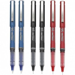 Pilot Precise V5 Stick Rolling Ball Stifte, extra feine Spitze, 6 Stifte (Schwarz/Blau/Rot)