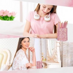 Glitzernder Pailletten-Stiftehalter mit 6 Pailletten-Klickstiften, süße Pailletten-Glitzer-Kugelschreiber, einziehbare Stifte, Bleistiftbecher für Schreibtisch-Organizer, Make-up-Pinselhalter für Frauen, Mädchen, Klassenzimmer, Büros (Pink)