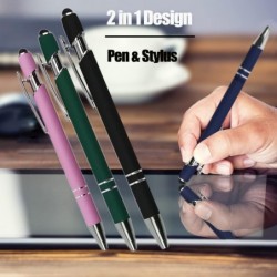 20-teiliger Kugelschreiber mit Stylus-Spitze, Soft-Touch-Click-Metallstift, Metall-Stylus-Stift für Touchscreens, 1,0 mm schwarze Tinte (gemischte Farben)