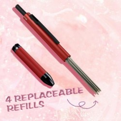 Mehrfarbiger Kugelschreiber + Bleistift, 4-in-1-Multifunktionsstift zum Schreiben, einziehbarer 0,5-mm-Druckbleistift, nachfüllbarer Journalstift mit mittlerer Feder und 3 Tintenfarben, Geschenkset für Männer und Frauen, Rot