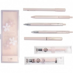 Buqoo Gelstifte-Set mit Minen, 0,35 mm und 0,5 mm Stifte mit feiner Spitze, schwarze Tintenroller mit schnelltrocknender Tinte und durchscheinendem Stiftetui für Frauen, Büro-, Schul- und Heimbedarf (Morandi Pink)