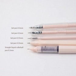 Buqoo Gelstifte-Set mit Minen, 0,35 mm und 0,5 mm Stifte mit feiner Spitze, schwarze Tintenroller mit schnelltrocknender Tinte und durchscheinendem Stiftetui für Frauen, Büro-, Schul- und Heimbedarf (Morandi Pink)