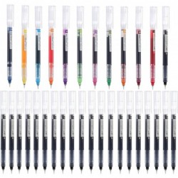 YYMIYU Tintenroller, schnelltrocknende Tinte, 0,5 mm, extrafeine Spitze, Flüssigtintenstift, Tintenroller (32 Stück)