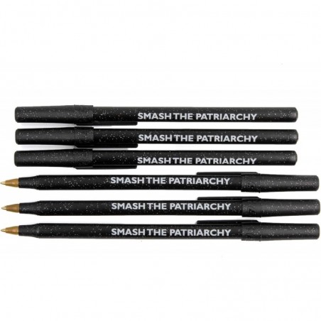 "Smash The Patriarchy" Black Sparkle Feminist Pen Pack Frauen Feminismus liberal Kugelschreiber