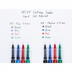 Pilot V5 Tintenroller mit Tintenpatronensystem, 0,5-mm-Spitze, Einzelstift mit 3 kostenlosen Minen, Schwarz