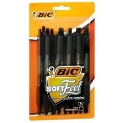 BIC Soft Feel Druckkugelschreiber, Schwarz, 12 Stück