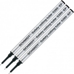 3er-Pack – Schmidt 5285 Extra Fine Rollerball-Metallmine – Schwarze Tinte (Extra Fine Spitze 0,5 mm)