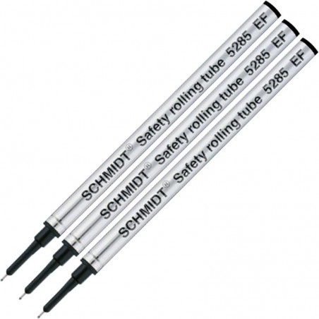 3er-Pack – Schmidt 5285 Extra Fine Rollerball-Metallmine – Schwarze Tinte (Extra Fine Spitze 0,5 mm)