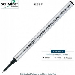 3er-Pack – Schmidt 5285 Extra Fine Rollerball-Metallmine – Schwarze Tinte (Extra Fine Spitze 0,5 mm)