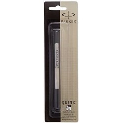 Parker Quink Permanent-Tintennachfüllpatrone für Tintenroller, feine Spitze, schwarz (3021331) (2er-Pack)