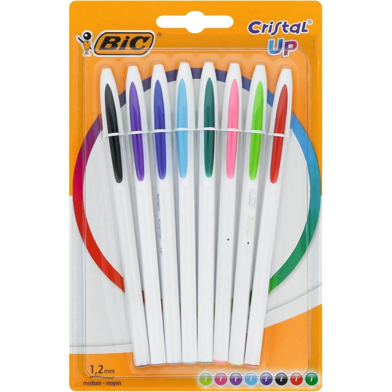 Bic Cristal Up Kugelschreiber, verschiedene Farben, 8 Stück