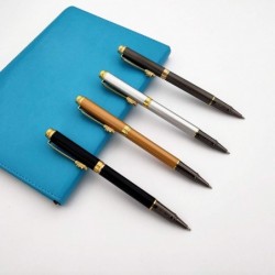 Kugelschreiber, hochwertiger Business-Signatur-Stift, Metall-Stiftclip, Tintenroller mit schwarzer Tinte und zwei 0,5-mm-Ersatzminen, Geschenkstift, Premium-Geschenkbox (Silber)