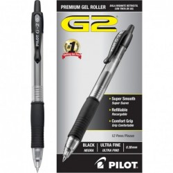 Pilot, G2 Premium Gel-Tintenroller, Ultrafeine Spitze 0,38 mm, 12er-Pack, Schwarz