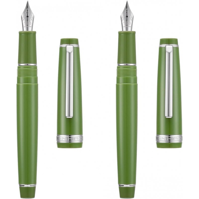 2 Stück Jinhao 82 Harz-Füllfederhalter Iridium extrafeine und feine Feder mit Konverter, grün mit silbernem Clip, Schreibstift-Set