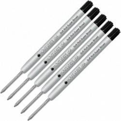 Monteverde 5er-Pack, Kugelschreiberminen kompatibel mit Parker-Kugelschreibern, superbreite Spitze, weiche Rolle, (Großpackung) (schwarz)