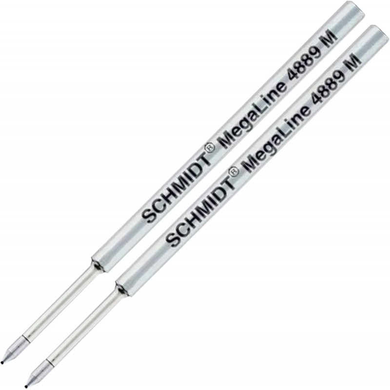 Schmidt 4889 MegaLine Druckmine, schwarze Tinte, Edelstahlspitze (mittlere Spitze 0,7 mm), 2er-Pack