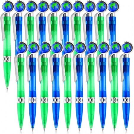 20 Stück Erdstifte, einziehbare süße Globus-Stifte/100 Stück Golfschläger-Stifte, 1,0 mm Form, schwarze Tinte, Kugelschreiber für Kinder und Erwachsene, Zubehör, Schulbüro-Dekoration (20 Stück Erdstifte)