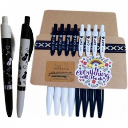 8er-Pack Katzenstifte, süßer Kugelschreiber, sanftes Schreiben, blauer Tintenstift, 0,5 mm feine Spitze, neuartiger schwarz-weißer Katzen-Cartoon-Stift für Katzenliebhaber, Kinder, Frauen, Krankenschwestern, Büro, Notizen und Aufzeichnungen