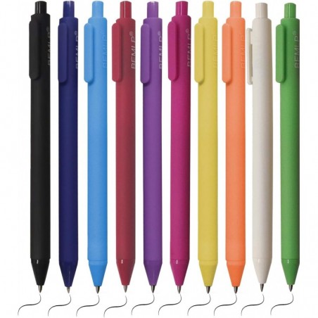 BEMLP Einziehbare Gelschreiber, schwarze Tintenstifte, 0,5 mm Druckstift, schnelltrocknend, feine Spitze, glattes Schreiben, Kugelschreiber zum Notieren, Tagebuchschreiben, Büro- und Schulbedarf, Packung mit 10 Stück