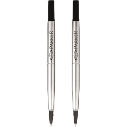 Parker Quink-Tintennachfüllungen für Tintenroller – 0,5 mm feine Spitze – schwarze Tinte – 2er-Pack