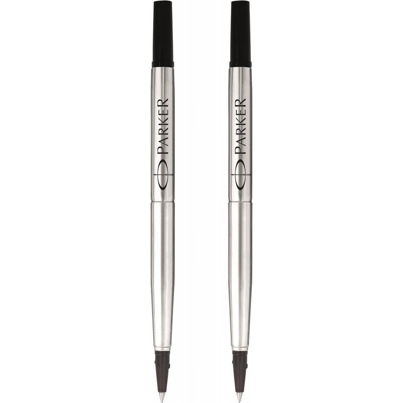 Parker Quink-Tintennachfüllungen für Tintenroller – 0,5 mm feine Spitze – schwarze Tinte – 2er-Pack