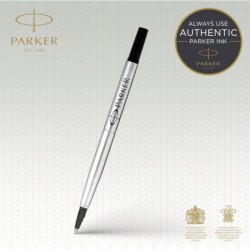 Parker Quink-Tintennachfüllungen für Tintenroller – 0,5 mm feine Spitze – schwarze Tinte – 2er-Pack