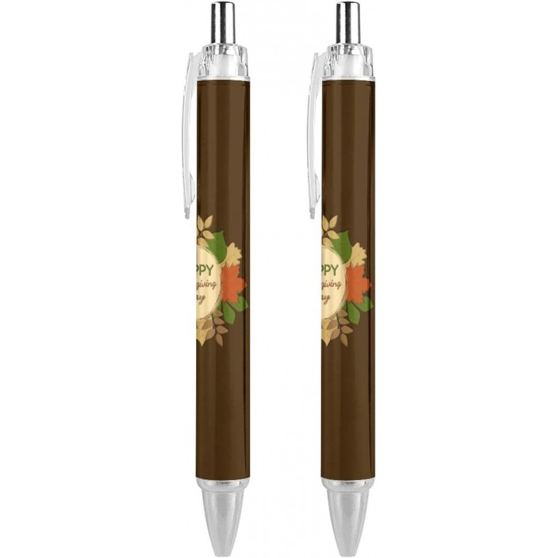 Kugelschreiber „Happy Thanksgiving“, feine Spitze (0,5 mm), einziehbarer Stift zum sanften Schreiben, Gelschreiber mit schwarzer Tinte, 2 Stück