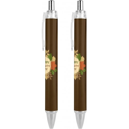 Kugelschreiber „Happy Thanksgiving“, feine Spitze (0,5 mm), einziehbarer Stift zum sanften Schreiben, Gelschreiber mit schwarzer Tinte, 2 Stück