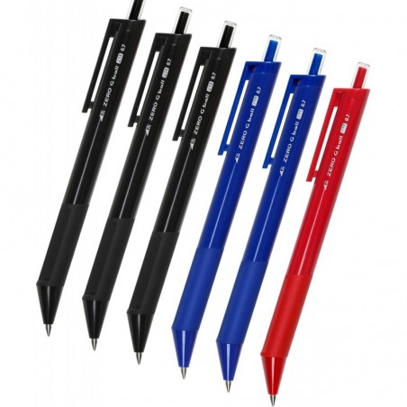 Standard-Kugelschreiber, 0,7 mm, 3-Farben-Tinte (schwarz, blau, rot), gemischtes Gehäuse, 6 Stifte pro Packung