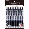 Zebra Sarasa Clip 0.5, 10er-Pack schwarze Stifte (P-JJ15-BK10) – Druckclip-Kugelschreiber mit High Speed Dry Ink-Technologie, mit Original-Haftnotizen-Vorteilsset