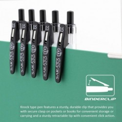 Zebra Sarasa Clip 0.5, 10er-Pack schwarze Stifte (P-JJ15-BK10) – Druckclip-Kugelschreiber mit High Speed Dry Ink-Technologie, mit Original-Haftnotizen-Vorteilsset