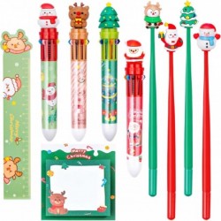 Weihnachts-Kugelschreiber-Set, inklusive 10-in-1-Mehrfarben-Kugelschreiber 0,7 mm, Schüttel-Gel-Tintenstift, Lineal und Haftnotiz, Weihnachts-Briefpapier-Geschenk für Schul-, Büro- und Studentenbedarf, Kinder