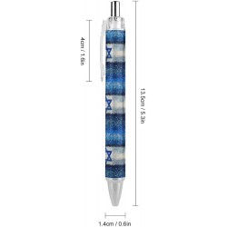 Kugelschreiber mit Glitzermuster und Israel-Flaggenaufdruck, einziehbarer Stift mit feiner Spitze und schwarzer Tinte, 0,5 mm, Bürobedarf für Frauen und Männer