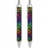 Einziehbare Kugelschreiber mit Tier-Neon-Regenbogen-Motiv, bunt, Geparden-Leoparden-Muster, schwarze Schreibstifte für Männer und Frauen, 0,5 mm, nachfüllbare Kugelschreiber mit schwarzer Tinte, 2 Stück