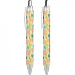 Köstliche süße Ananas-Cartoon-Kunst, 2er-Pack, einziehbare Kugelschreiber, ultrafeine Spitze 0,5 mm, schwarze Tinte, sanftes Schreiben, Bürobedarf, Tagebuchstift, Tintenroller für Frauen, Männer und Kinder