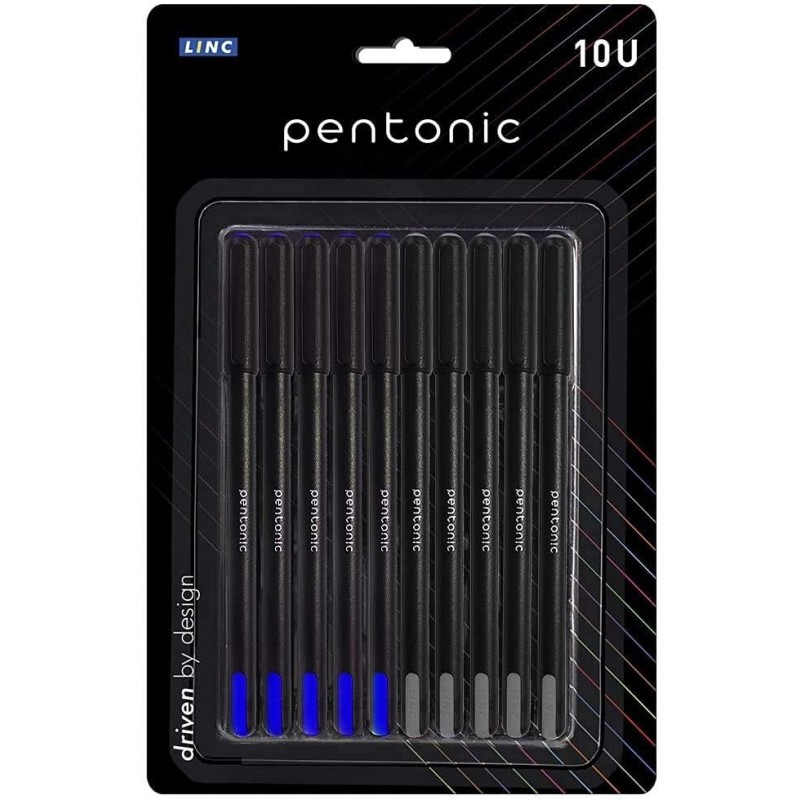 Pentonic LINC Kugelschreiber-Blister, 0,7 mm (blaue und schwarze Tinte, 10er-Pack)